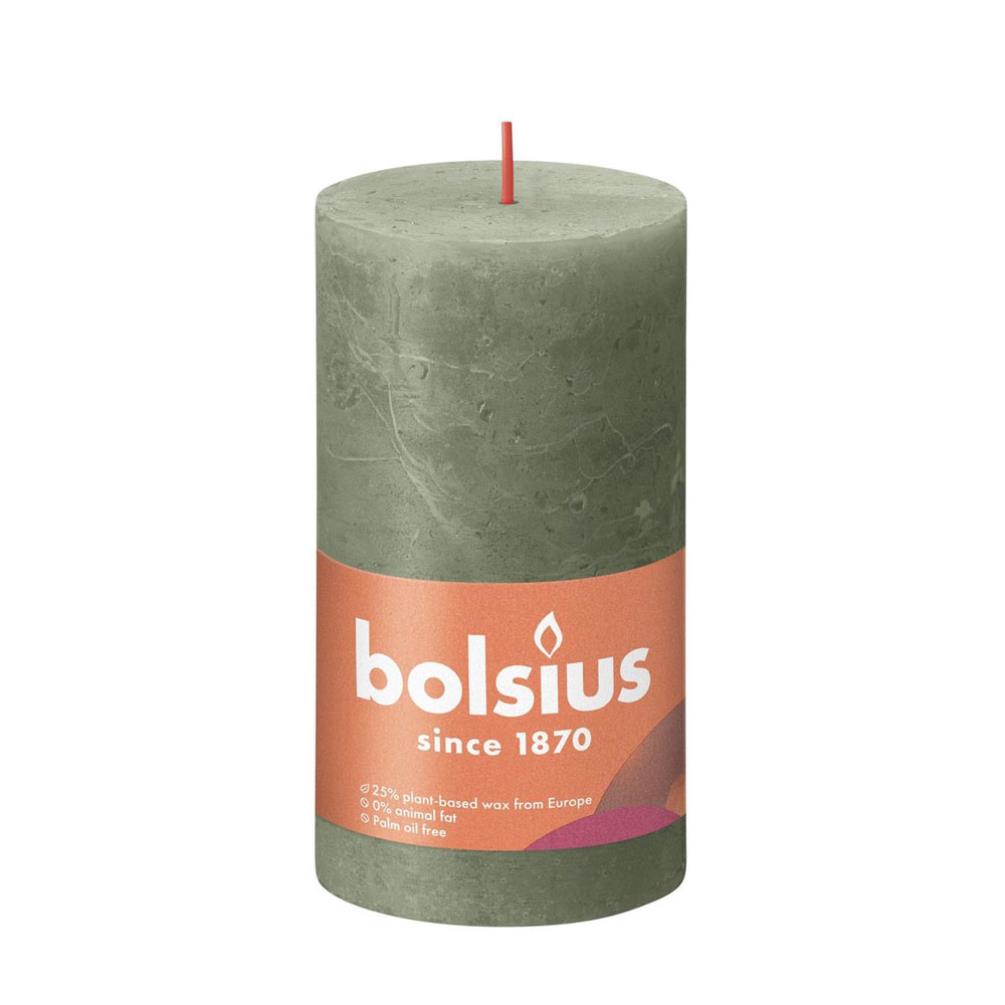 Bolsius Fresh Olive Rustic Shine Pillar Candle 13cm x 7cm £6.29